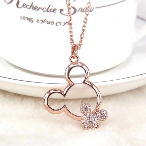 Jewelry - Mickey Mouse Rose Gold Austrian Crystal Necklace